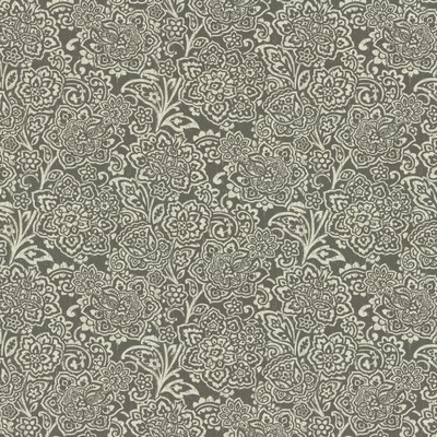Kasmir Castle Garden Anthracite in 1451 Cotton  Blend Fire Rated Fabric Heavy Duty CA 117  Vine and Flower  Jacobean Floral   Fabric